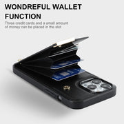 For iPhone 12 / 12 Pro Metal Buckle Card Slots Phone Case(Black)