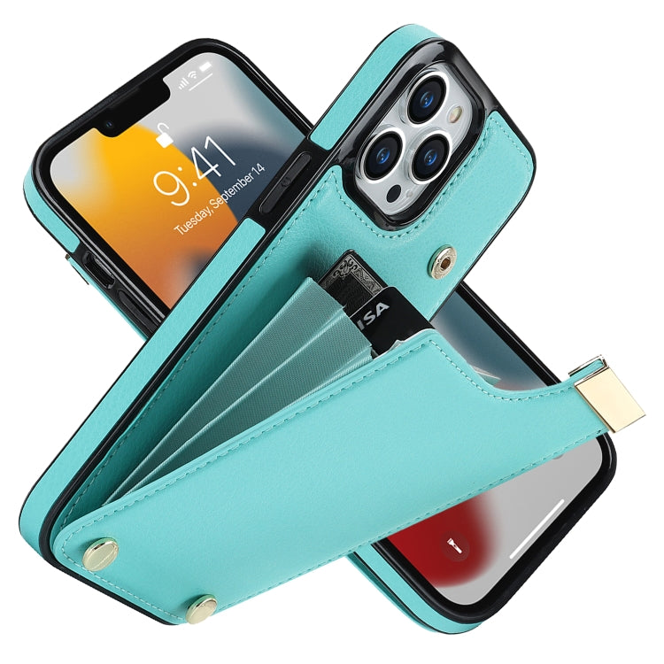 For iPhone 11 Pro Max Metal Buckle Card Slots Phone Case(Green)