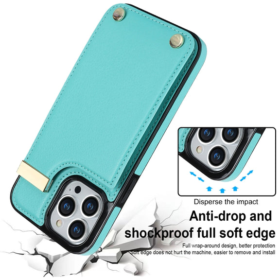 For iPhone 11 Pro Max Metal Buckle Card Slots Phone Case(Green)