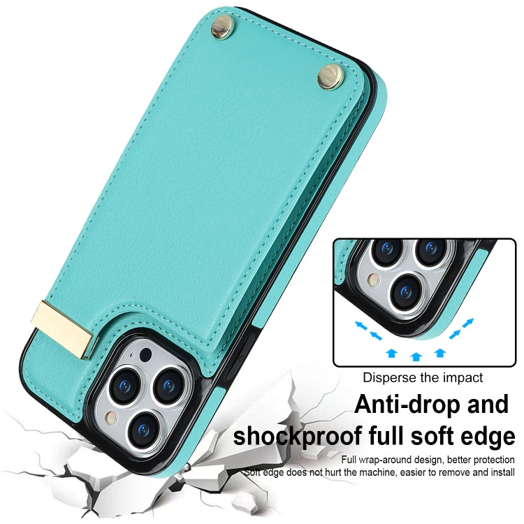 For iPhone 11 Pro Max Metal Buckle Card Slots Phone Case(Green)