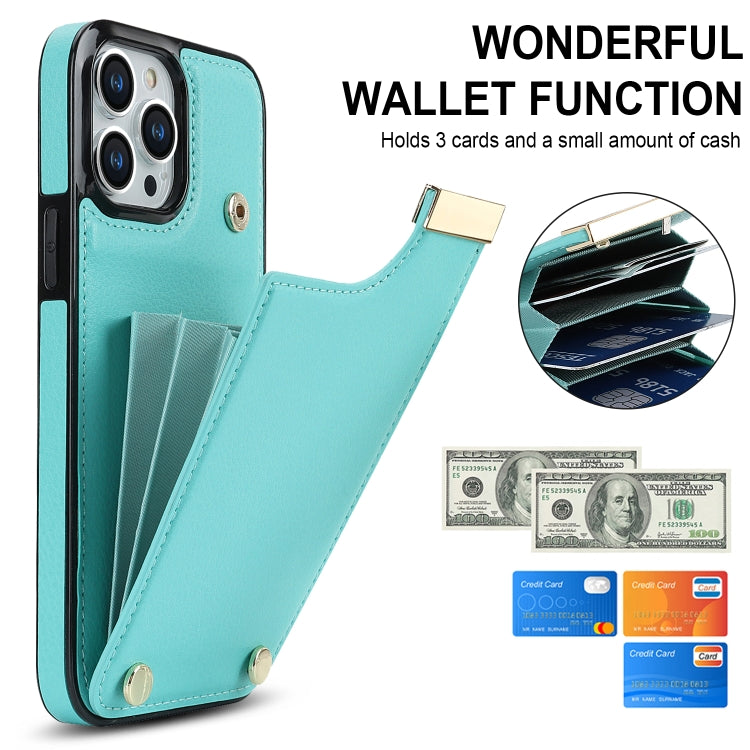 For iPhone 11 Pro Max Metal Buckle Card Slots Phone Case(Green)