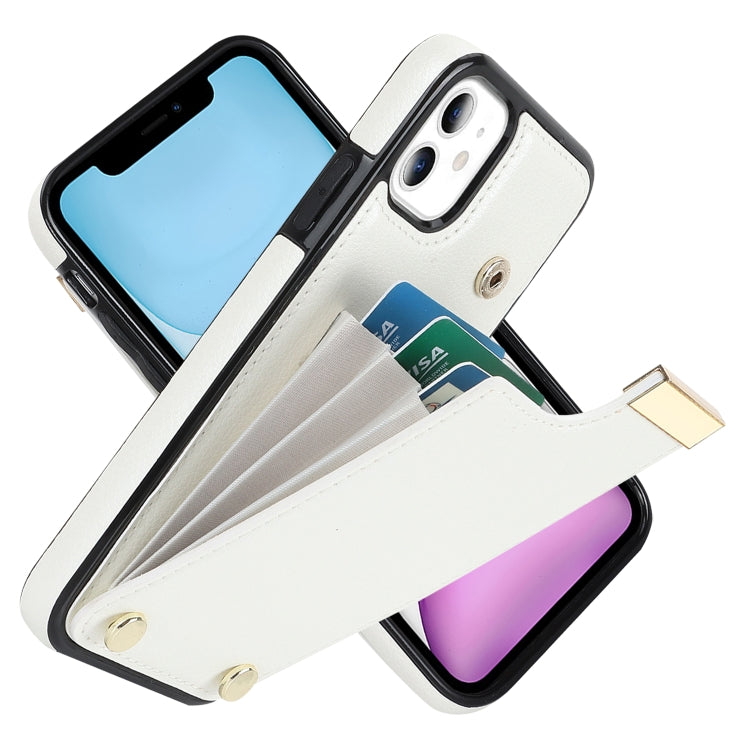 For iPhone 11 Metal Buckle Card Slots Phone Case(White)
