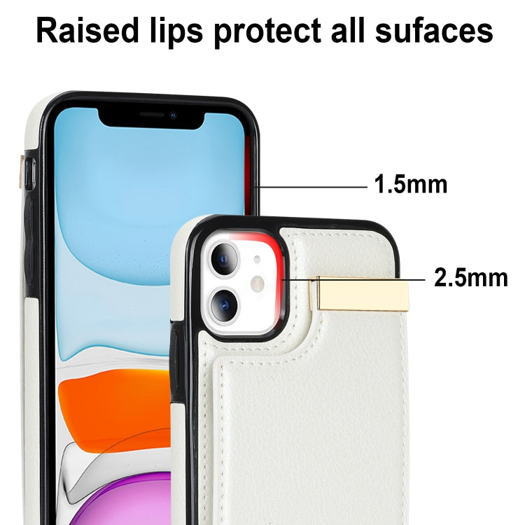 For iPhone 11 Metal Buckle Card Slots Phone Case(White)