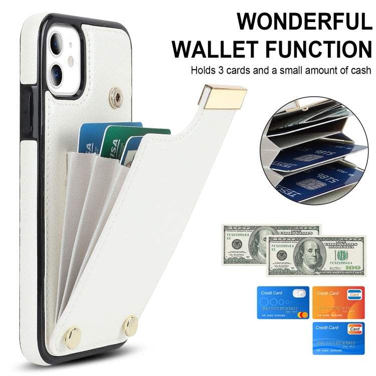 For iPhone 11 Metal Buckle Card Slots Phone Case(White)