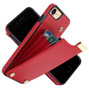 For iPhone SE 2022 / 2020 / 8 / 7 Metal Buckle Card Slots Phone Case(Red)