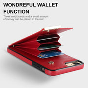 For iPhone SE 2022 / 2020 / 8 / 7 Metal Buckle Card Slots Phone Case(Red)