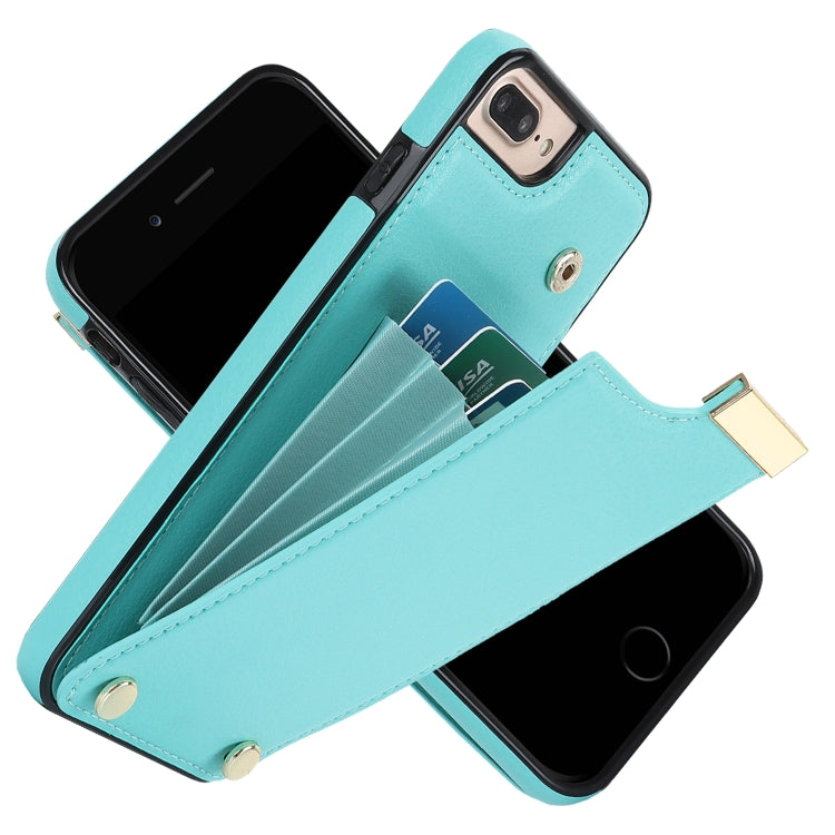 For iPhone 8 Plus / 7 Plus Metal Buckle Card Slots Phone Case(Green)