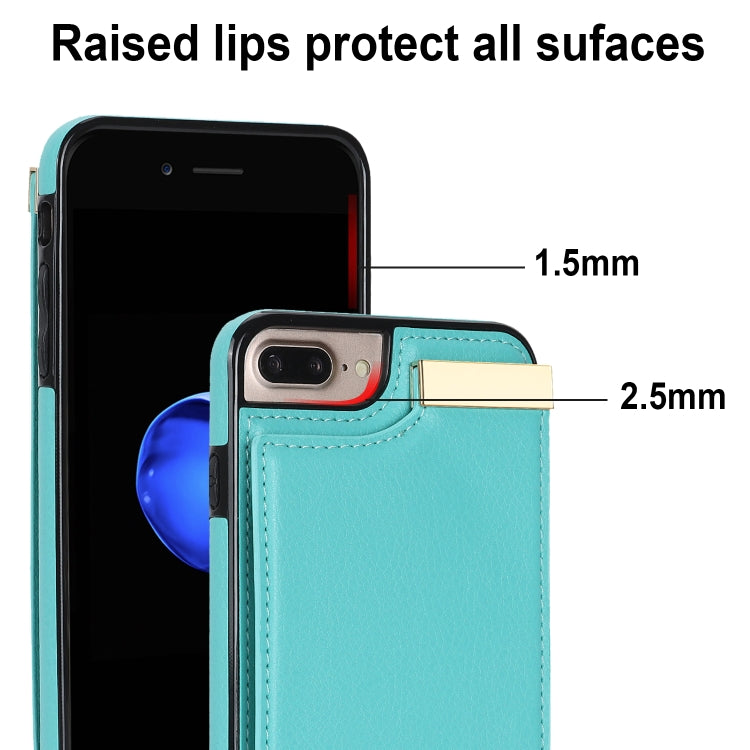 For iPhone 8 Plus / 7 Plus Metal Buckle Card Slots Phone Case(Green)