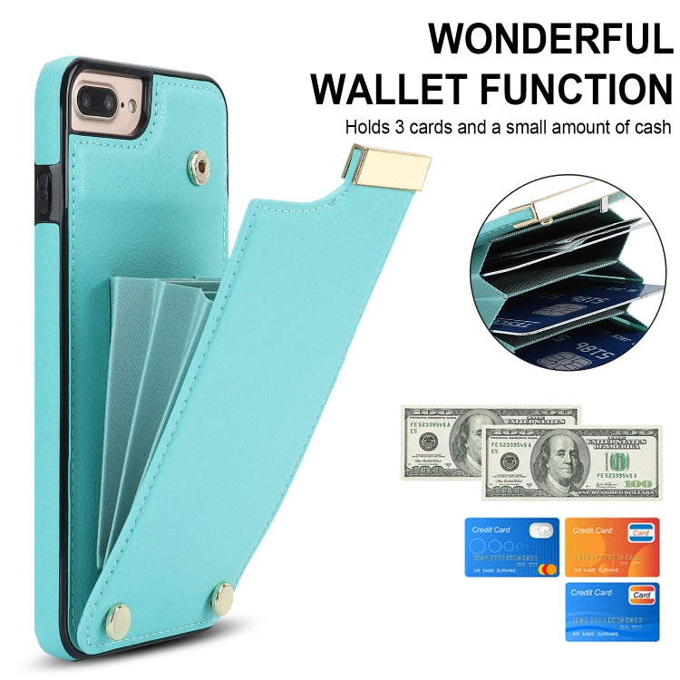 For iPhone 8 Plus / 7 Plus Metal Buckle Card Slots Phone Case(Green)