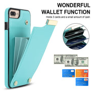 For iPhone 8 Plus / 7 Plus Metal Buckle Card Slots Phone Case(Green)