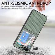 For Samsung Galaxy Z Flip5 Carbon Fiber Fold Back Phone Case(Green)