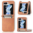 For Samsung Galaxy Z Flip5 Litchi Texture PU Card Fold Back Phone Case(Brown) - free shipping - PMC TechLife - Order now!