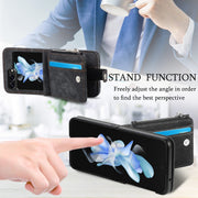 For Samsung Galaxy Z Flip5 Skin-feel PU Zipper Wallet Phone Case(Black)