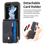 For Samsung Galaxy Z Flip5 Skin-feel PU Zipper Wallet Phone Case(Black)