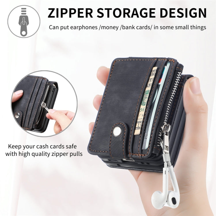 For Samsung Galaxy Z Flip5 Skin-feel PU Zipper Wallet Phone Case(Black)