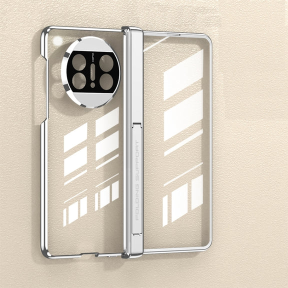 For Huawei Mate X3 GKK Integrated Hinge Folding Phone Case with Holder(Silver)