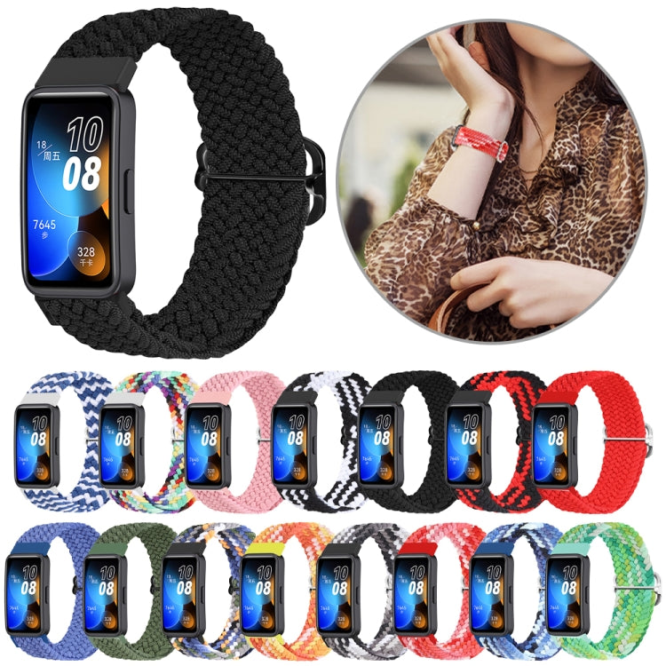For Huawei Band 8 Nylon Braided Buckle Watch Band(Colorful Black)