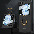 For Samsung Galaxy Z Flip5 GKK Ultra-thin PC Full Coverage Phone Case with Ring Holder / Tempered Film(Black) - Galaxy Z Flip5 Cases by GKK | Online Shopping South Africa | PMC TechLife | Buy Now Pay Later Mobicred