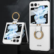 For Samsung Galaxy Z Flip5 GKK Ultra-thin PC Full Coverage Phone Case with Ring Holder / Tempered Film(Silver) - free shipping - PMC TechLife - Order now!