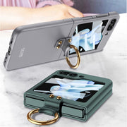 For Samsung Galaxy Z Flip5 GKK Ultra-thin PC Full Coverage Phone Case with Ring Holder / Tempered Film(Silver)