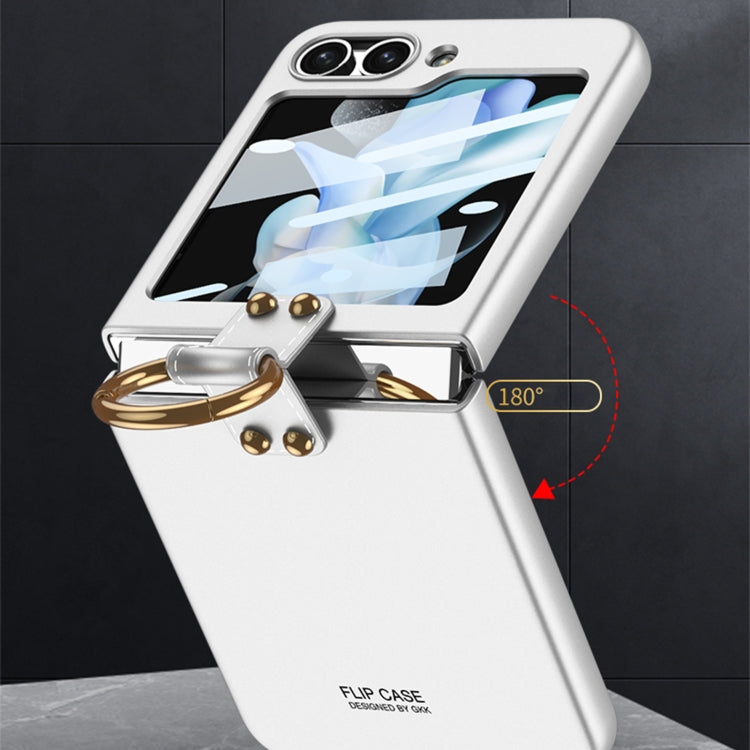 For Samsung Galaxy Z Flip5 GKK Ultra-thin PC Full Coverage Phone Case with Ring Holder / Tempered Film(Silver)