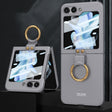 For Samsung Galaxy Z Flip5 GKK Ultra-thin PC Full Coverage Phone Case with Ring Holder / Tempered Film(Grey) - Galaxy Z Flip5 Cases by GKK | Online Shopping South Africa | PMC TechLife | Buy Now Pay Later Mobicred