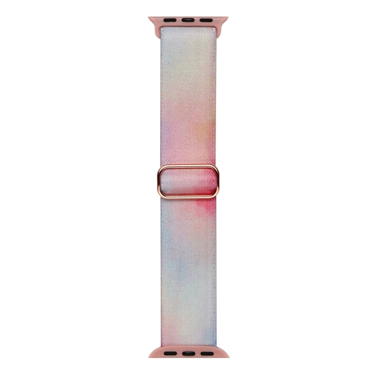 For Apple Watch 8 45mm  Painted Pattern Nylon Replacement Watch Band(Symphony Aurora)