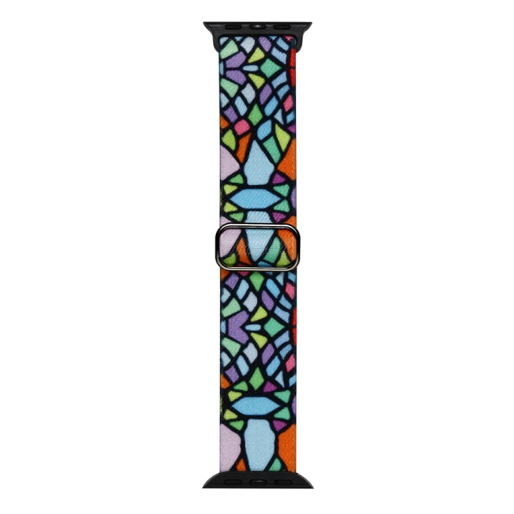 For Apple Watch 2 38mm Painted Pattern Nylon Replacement Watch Band(Geometric Rainbow)