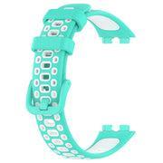 For Huawei Band 8 Two Color Silicone Replacement Watch Band(Cyan White)