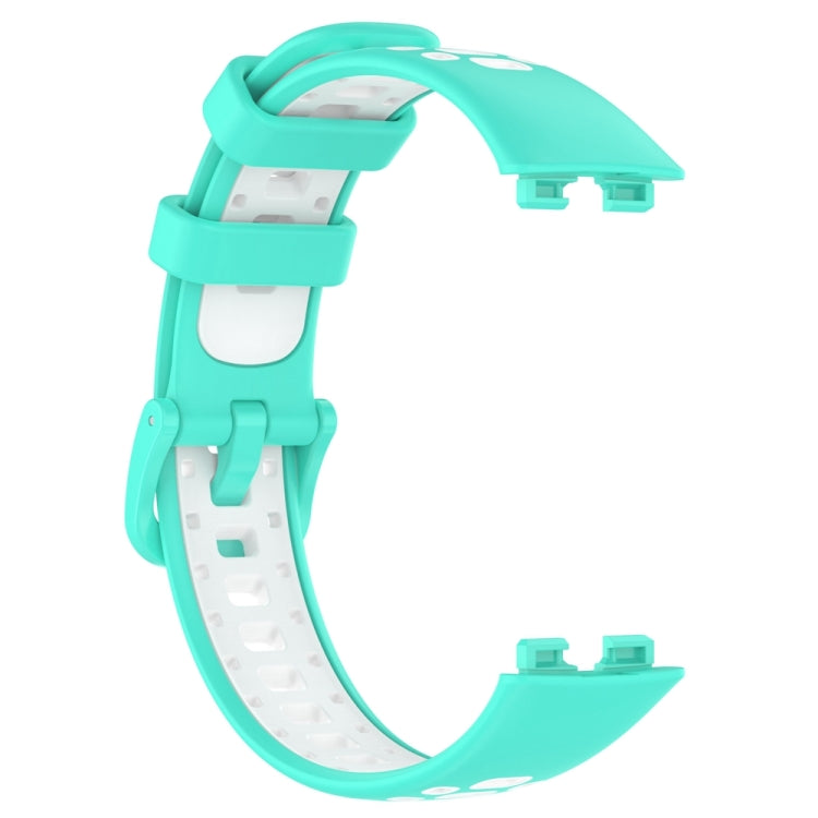 For Huawei Band 8 Two Color Silicone Replacement Watch Band(Cyan White)