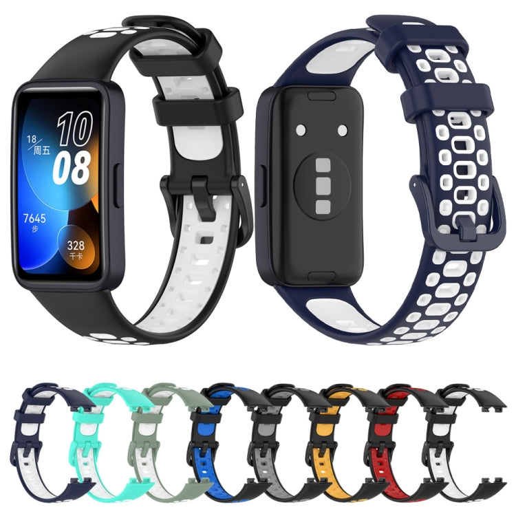 For Huawei Band 8 Two Color Silicone Replacement Watch Band(Light Green White)