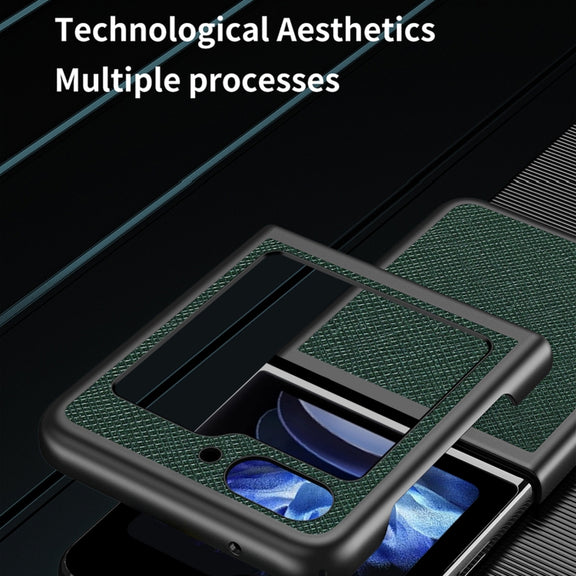 For Samsung Galaxy Z Flip5 Cross Texture All Inclusive Shockproof Protective Phone Case(Blue)