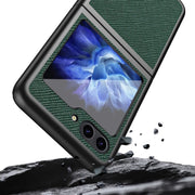 For Samsung Galaxy Z Flip5 Cross Texture All Inclusive Shockproof Protective Phone Case(Blue)