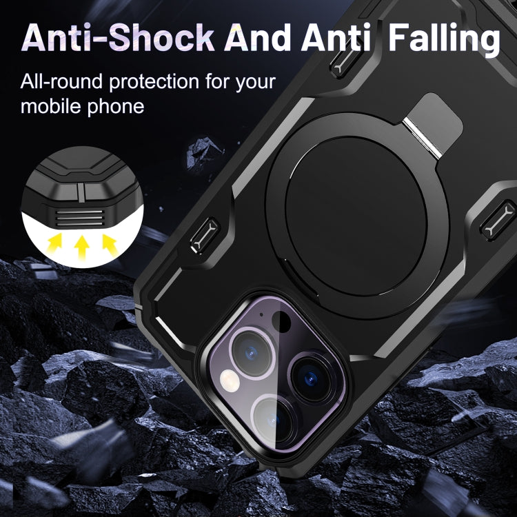 For iPhone 14 Pro Patronus MagSafe Magnetic Holder Phone Case(Black)