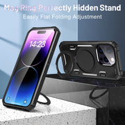 For iPhone 14 Pro Patronus MagSafe Magnetic Holder Phone Case(Black)