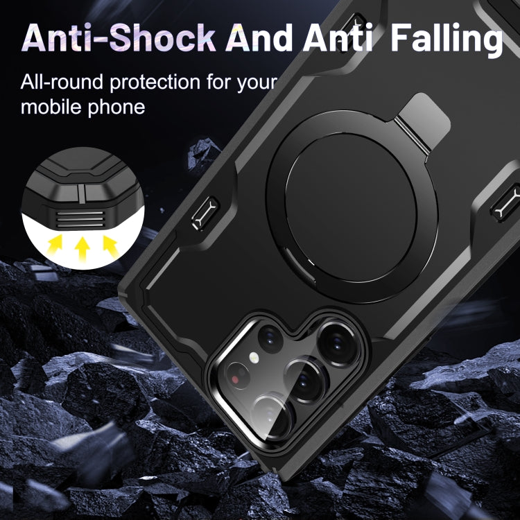 For Samsung Galaxy S23 5G Patronus MagSafe Magnetic Holder Phone Case(Black)