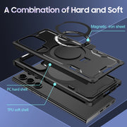For Samsung Galaxy S23 5G Patronus MagSafe Magnetic Holder Phone Case(Black)