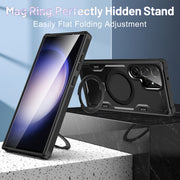 For Samsung Galaxy S23 5G Patronus MagSafe Magnetic Holder Phone Case(Black)