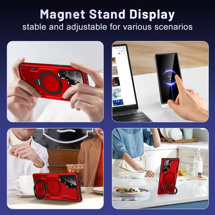 For Samsung Galaxy S23 5G Patronus MagSafe Magnetic Holder Phone Case(Red)