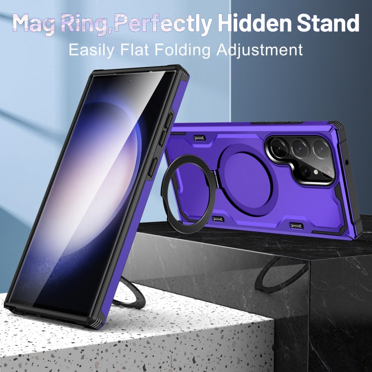 For Samsung Galaxy S23 5G Patronus MagSafe Magnetic Holder Phone Case(Purple)