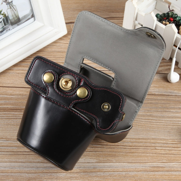 For Canon EOS R50 Full Body Magnetic Leather Camera Case Bag with Strap, Deluxe Edition(Black)