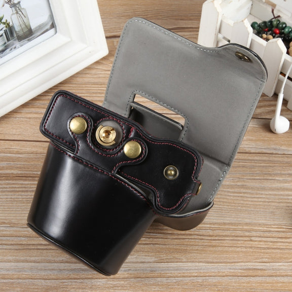 For Canon EOS R50 Full Body Magnetic Leather Camera Case Bag with Strap, Deluxe Edition(Black)