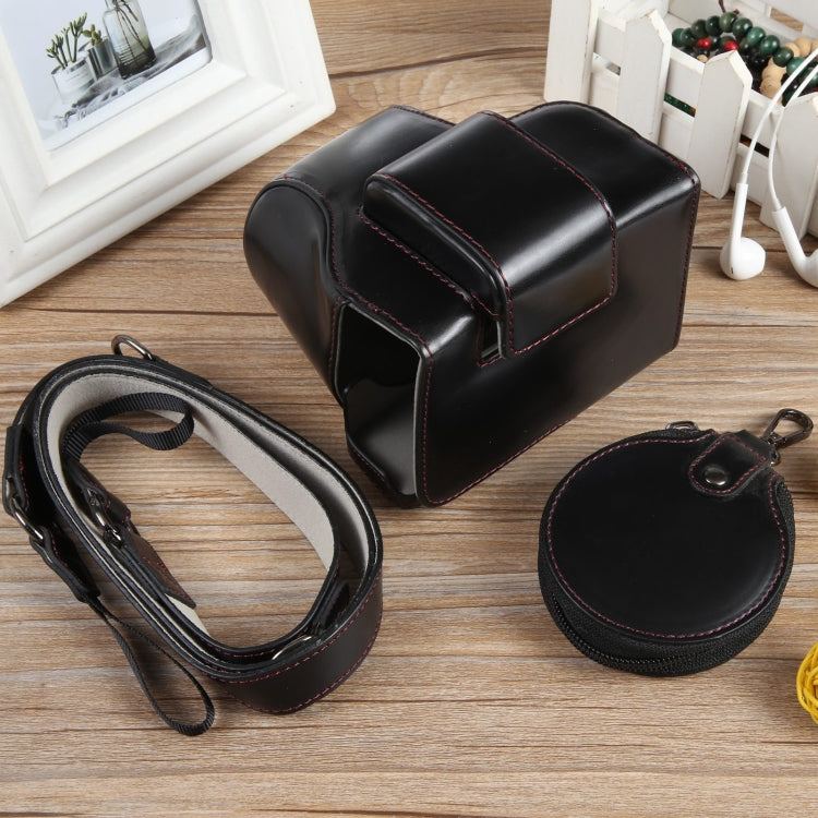 For Canon EOS R50 Full Body Magnetic Leather Camera Case Bag with Strap, Deluxe Edition(Black)
