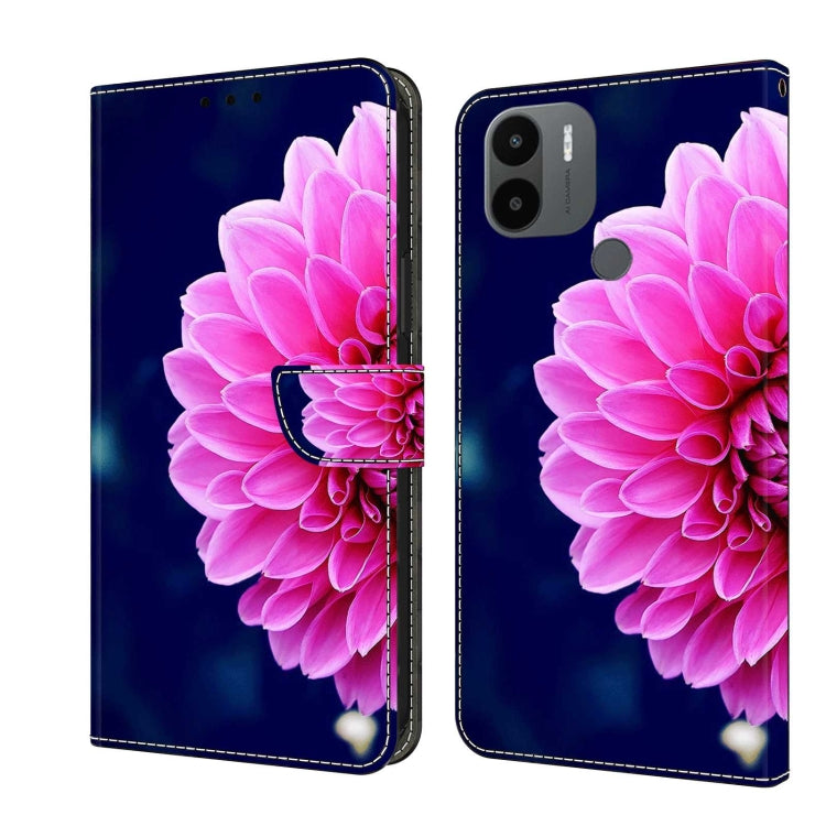 For Xiaomi Redmi A1+ / A2 / A2+ Crystal 3D Shockproof Protective Leather Phone Case(Pink Petals)
