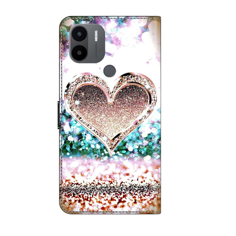 For Xiaomi Redmi A1+ / A2 / A2+ Crystal 3D Shockproof Protective Leather Phone Case(Pink Diamond Heart)