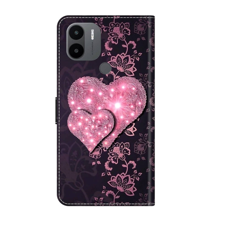 For Xiaomi Redmi A1+ / A2 / A2+ Crystal 3D Shockproof Protective Leather Phone Case(Lace Love)