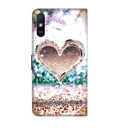 For Xiaomi Redmi 9A Crystal 3D Shockproof Protective Leather Phone Case(Pink Diamond Heart)