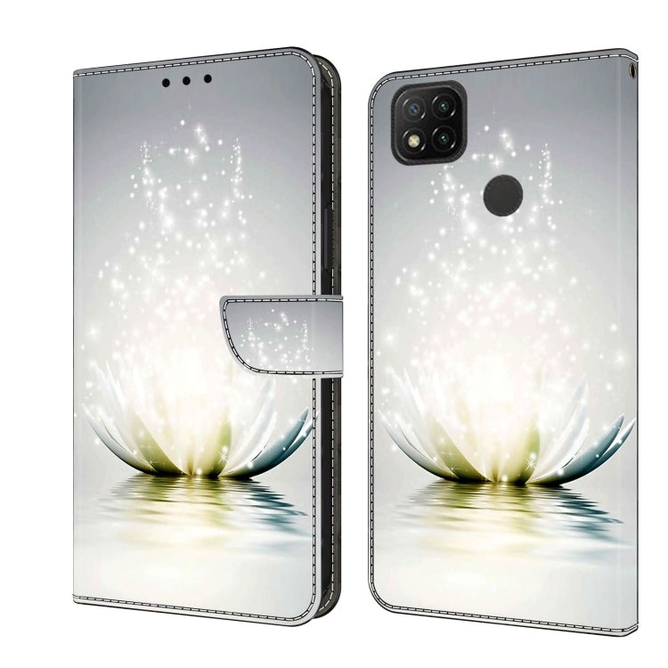 For Xiaomi Redmi 9C Crystal 3D Shockproof Protective Leather Phone Case(Light Lotus)