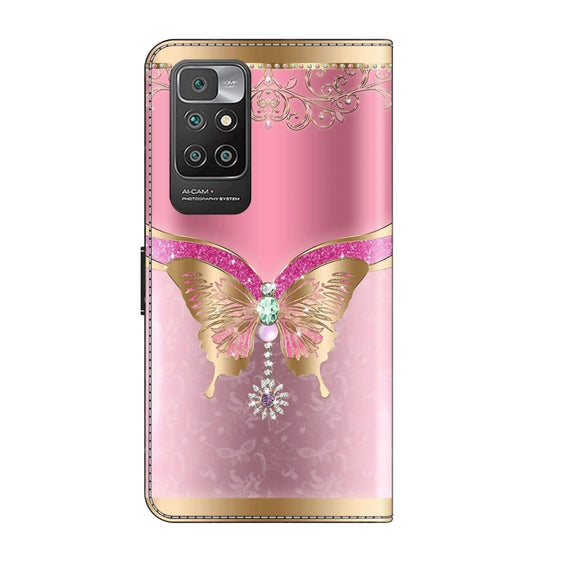 For Xiaomi Redmi 10 Crystal 3D Shockproof Protective Leather Phone Case(Pink Bottom Butterfly)