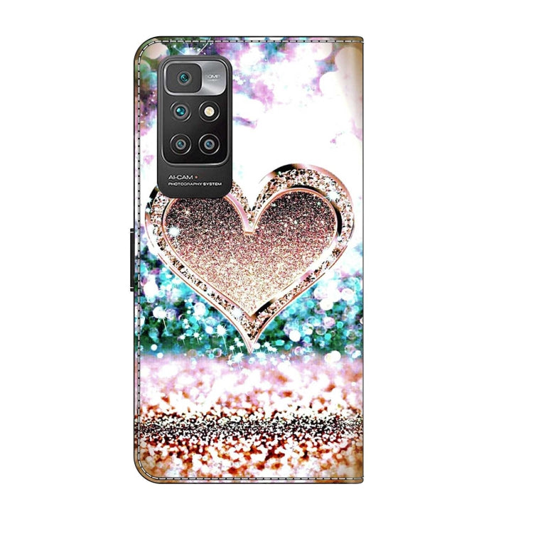For Xiaomi Redmi 10 Crystal 3D Shockproof Protective Leather Phone Case(Pink Diamond Heart)